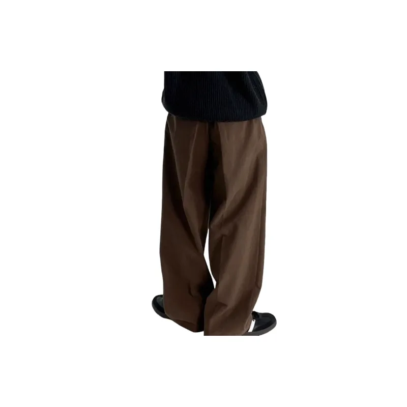 Simple Loose Cotton Suit Trousers-3