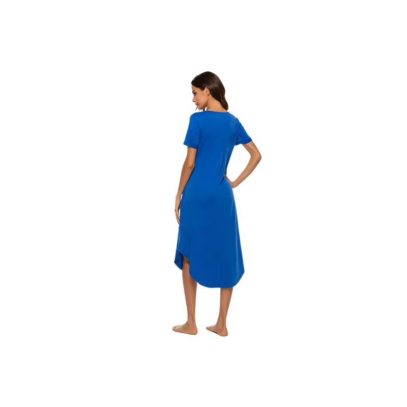 Simple Short Sleeve Cotton Dress Women-3