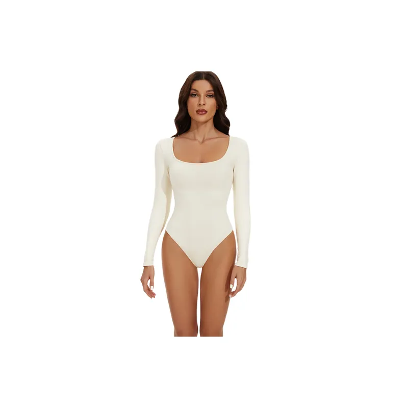 Casual Plain Nylon Bodysuit Women-0