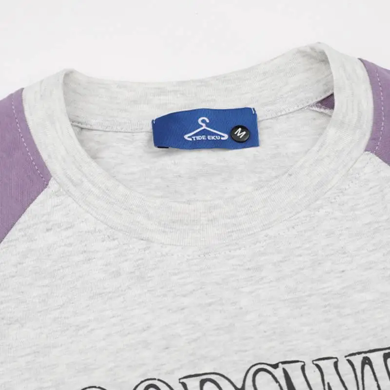 Casual Contrast Color Cotton T Shirt Unisex-2
