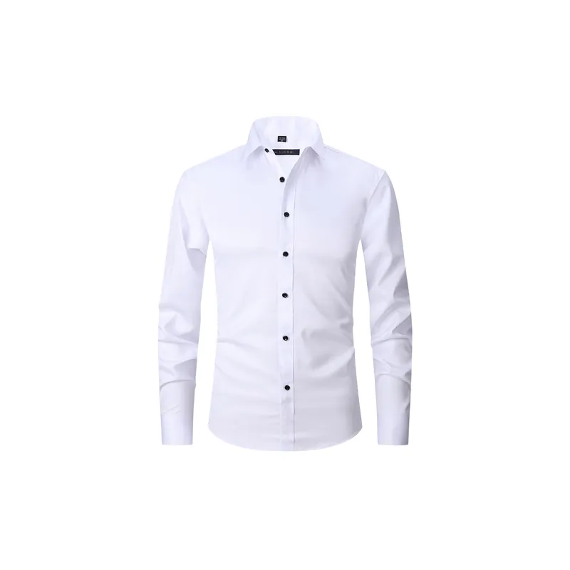 Business Plain Blended Synthetic Fabrics Shirt-2