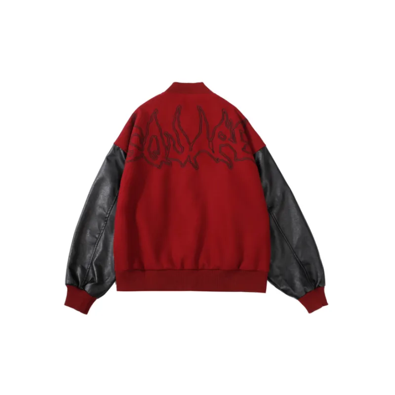 Retro Casual Embroidered Contrast Color Jacket-3