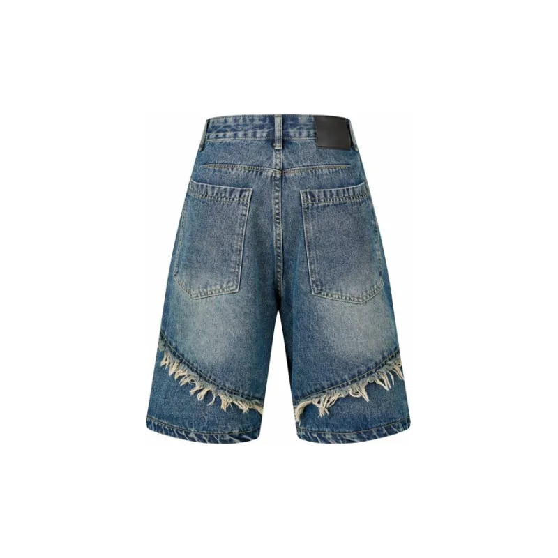 Retro Washed Denim Shorts-5