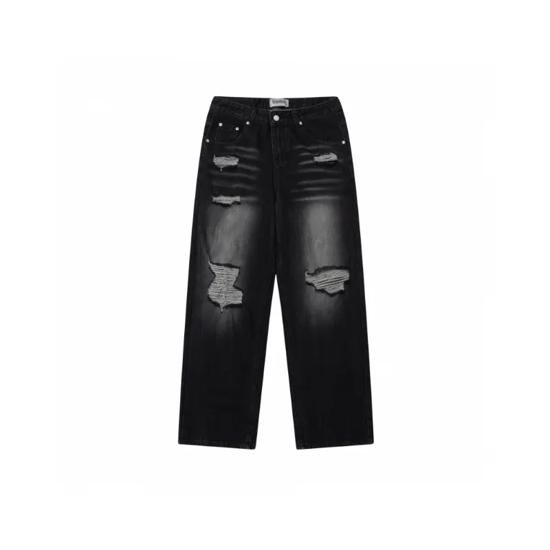 Hiphop High Street Trendy Brand Loose Straight Trousers-0