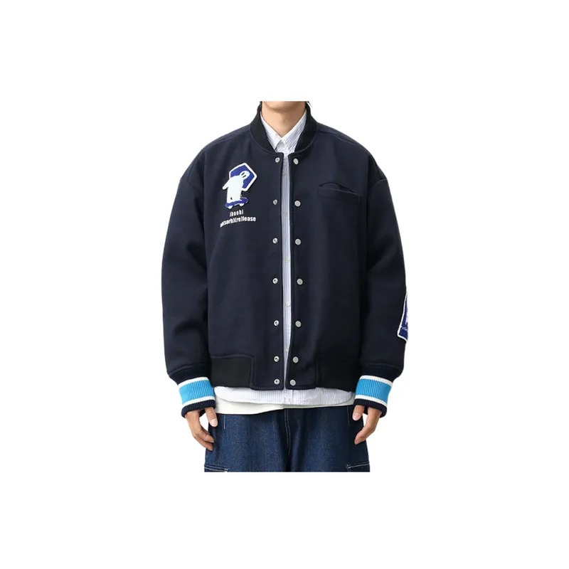 Retro Loose Thickened Printed Baseball Suit-1