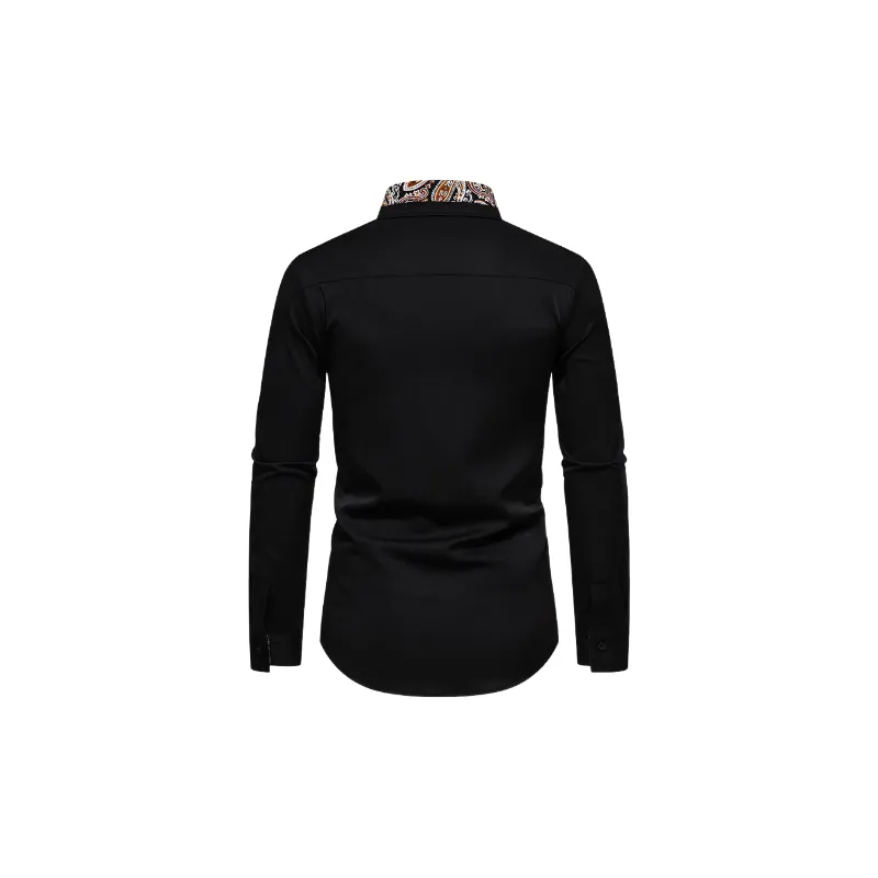 Fashionable Contrast Color Cotton Blended Fabric Shirt-10