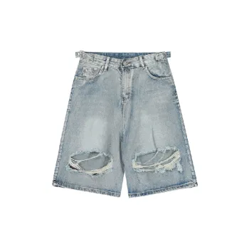 Retro Ripped Denim Shorts Unisex