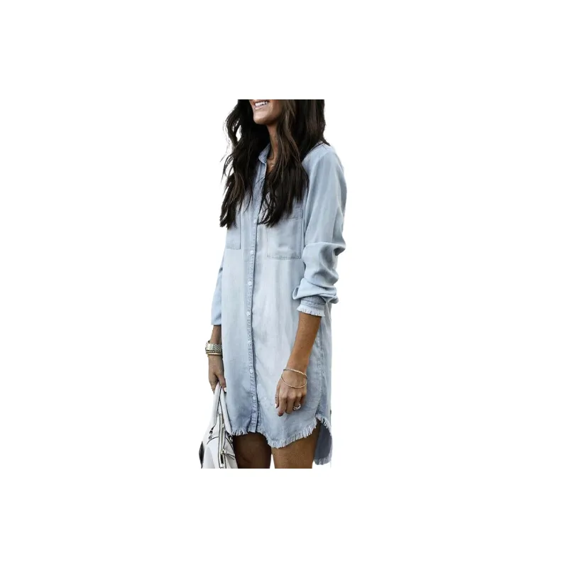 Fashionable Loose Denim Shirt Women-7