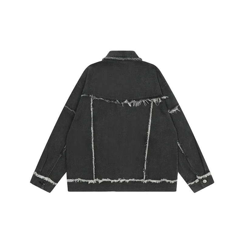 Solid Color Grinding Retro Lapel Jacket-1