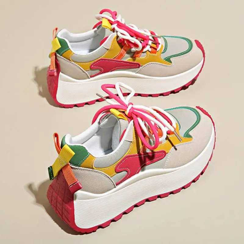 Sporty Contrast Color Chunky Sneakers-3