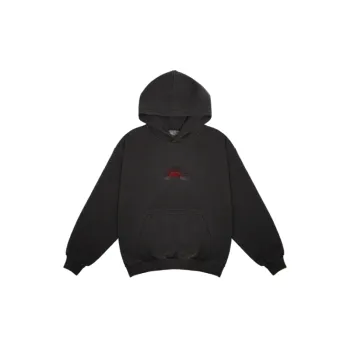 High Street Embroidery Vintage Washed Old Fleece Lined Hoodie