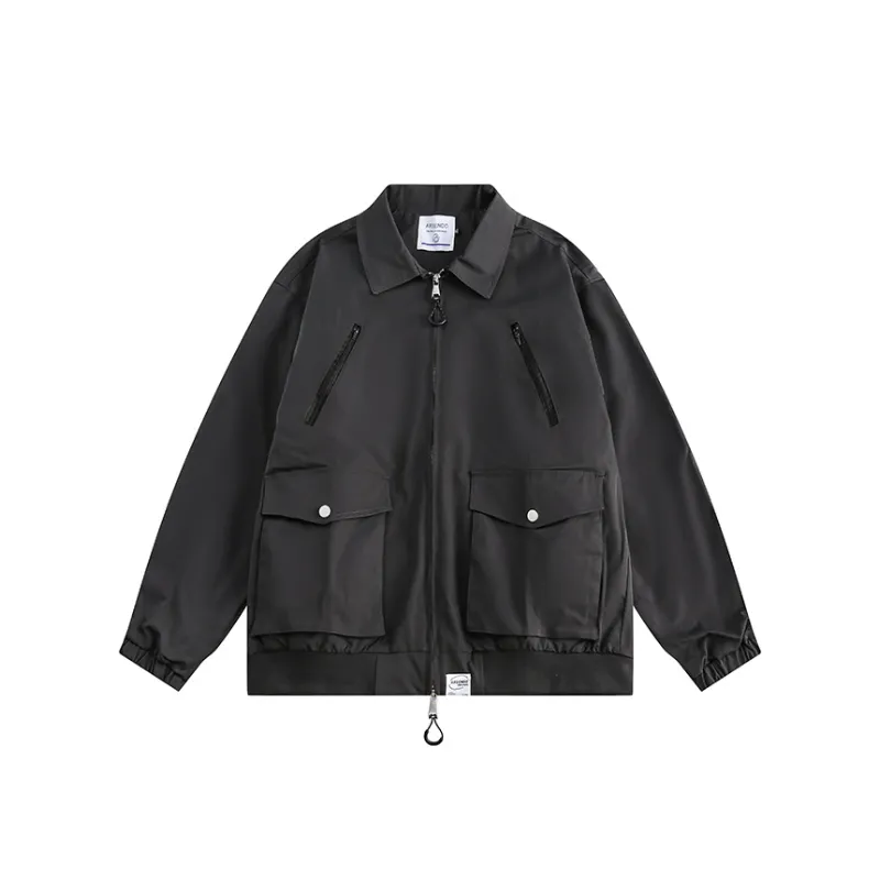 Solid Color Three dimensional Pocket Decorative Lapel Jacket-2