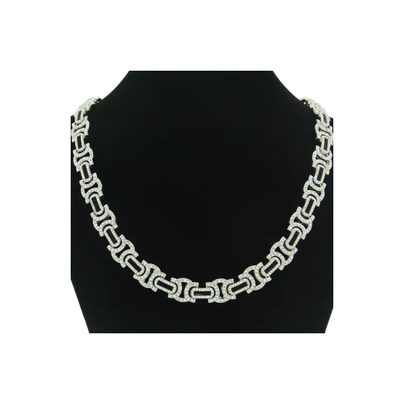 Full Diamond Splicing Necklace-0