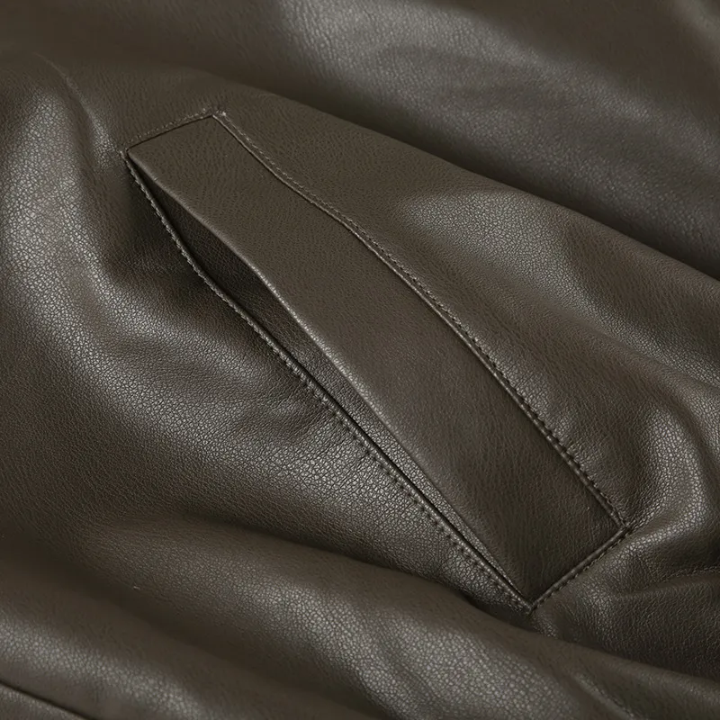 Cool Simple Leather Jacket Women-4