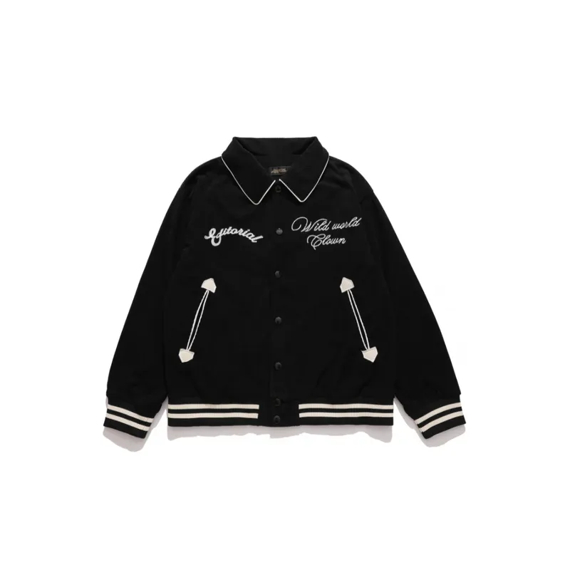Tide Street Style Clown Flame With Embroidery Jacket-0