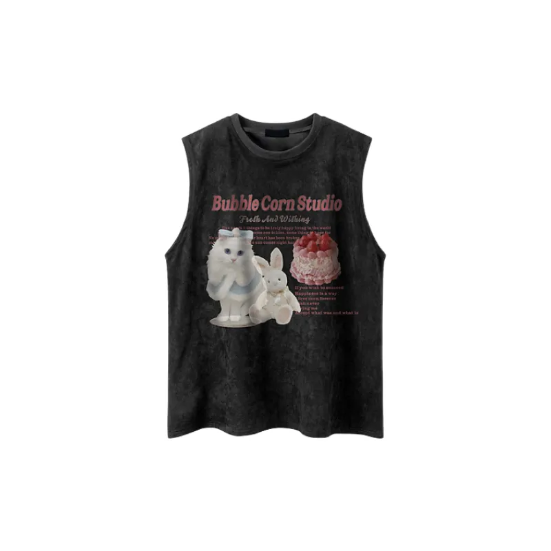 Retro Loose Polyester Vest-0