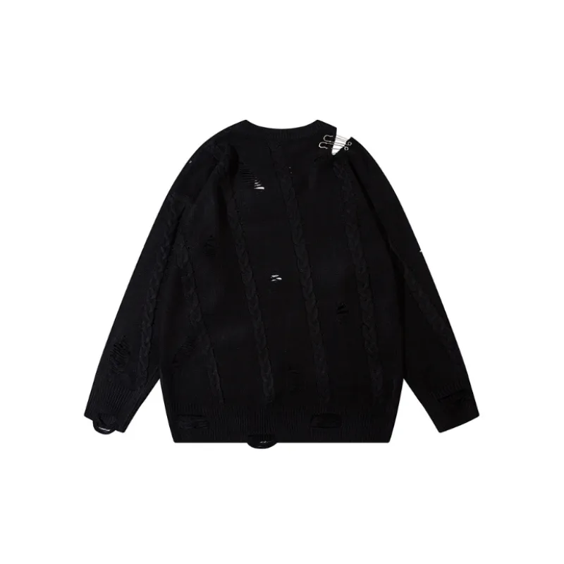 Vintage Ripped Hip Hop Loose Sweater-1