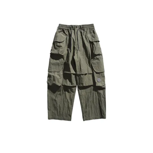 Solid Color Pleated Stereo Multi-Pocket Casual Pants