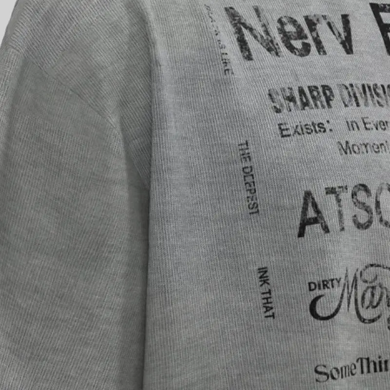 Retro Letter Combed Cotton T Shirt-5