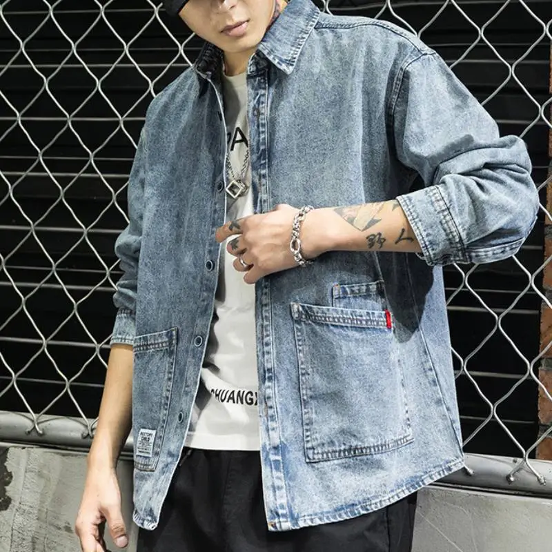Retro Fashionable Long Sleeve Denim Jacket-3