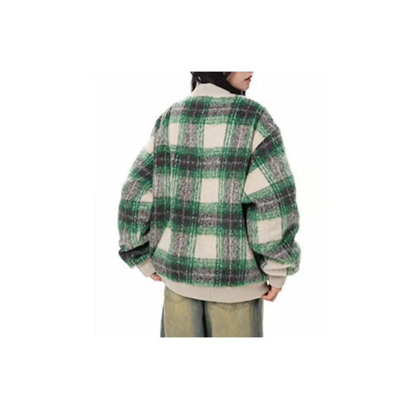 Retro Plaid Loose Casual Quilted Jacket-6
