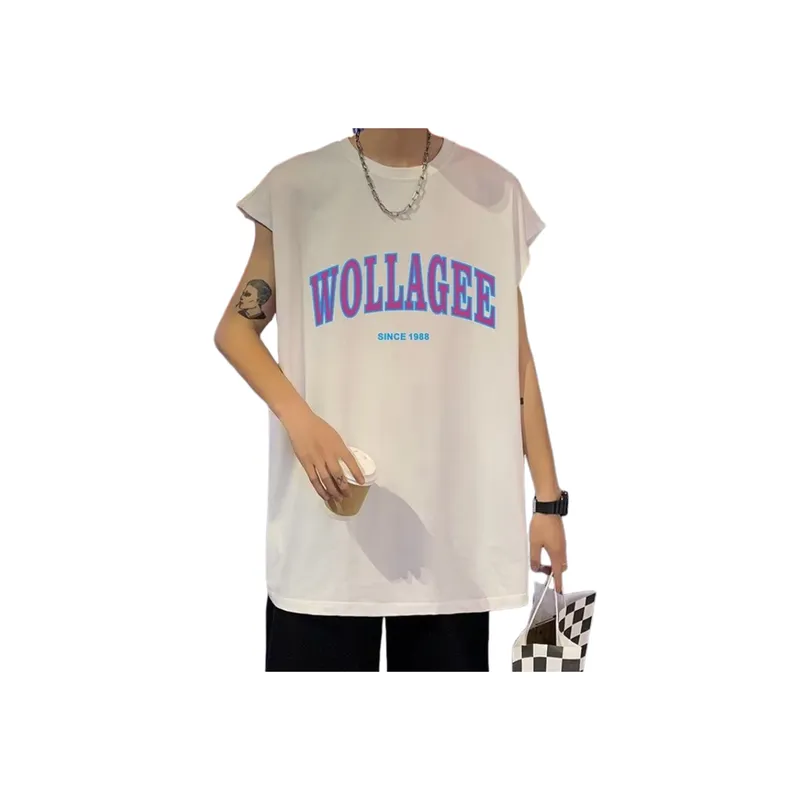 Letter Printed Large Size Sleeveless Vest-3