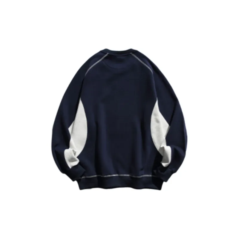 Velvet Raglan Sleeve Color Matching Printed Round Neck Pullover Sweatshirt-5