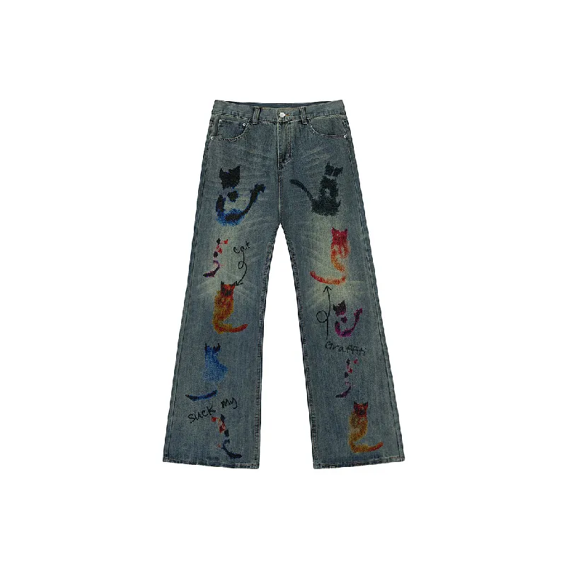 Retro Loose Straight Leg Jeans-0
