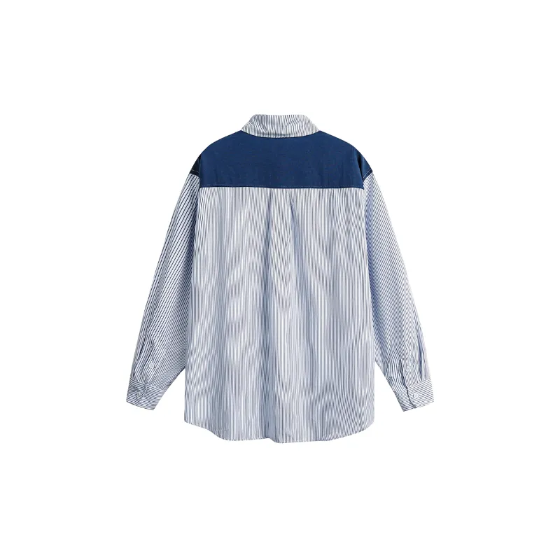 Casual Striped Cotton Blended Fabric Shirt-5