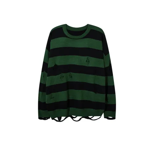 New Striped Hole Vintage High Street All-match Loose Sweatshirt