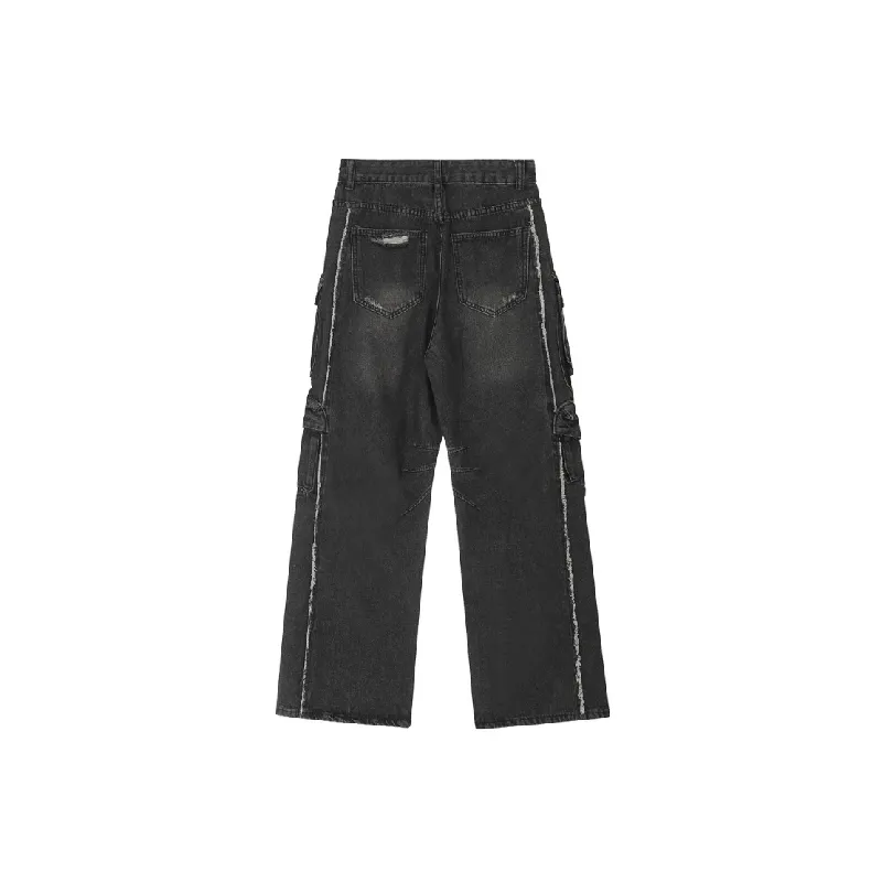 Loose Fashion Denim Cargo Pants-1