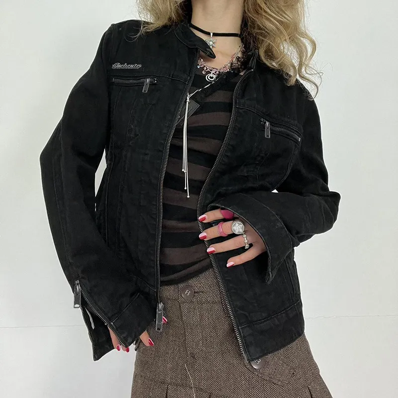 Casual Plain Denim Jacket Unisex-3