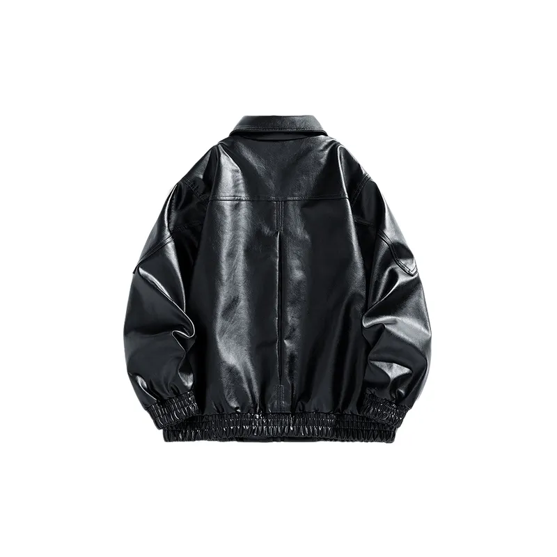 Fashionable Loose PU Leather Jacket-1