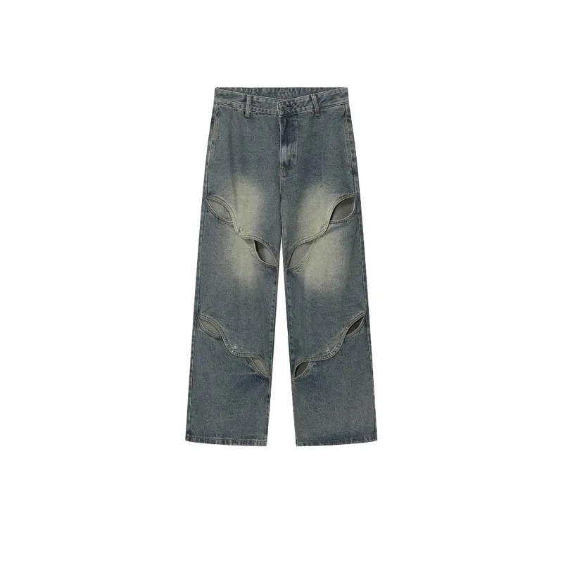 Metal Button Wide Leg Jeans