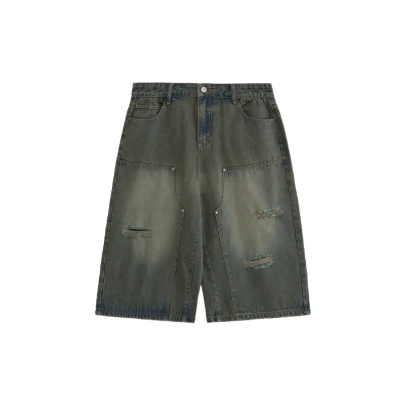 Street Ripped Denim Shorts-0