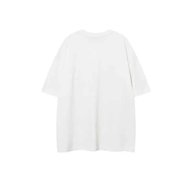 Retro Font Fuzzy Printing Craft Round Neck T shirt-1