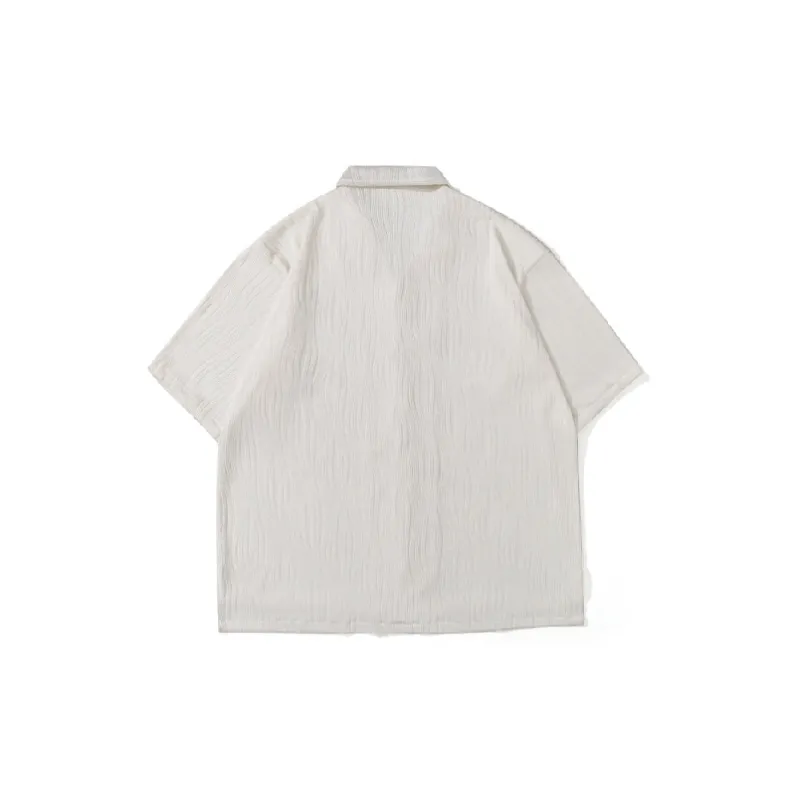 Plain Loose Blended Synthetic Fabrics Shirt Unisex-1