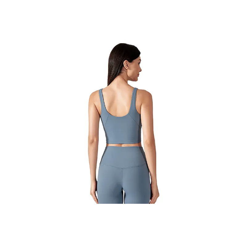 Sporty Plain Cotton Blended Fabric Vest Women-1