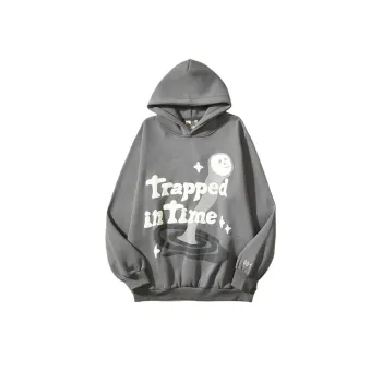 High Street Hip Hop Retro Stuck In Time Foam Printed Hoodie Sweater