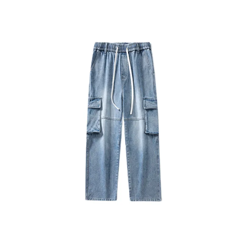 Fashionable Loose Denim Cargo Pants-0