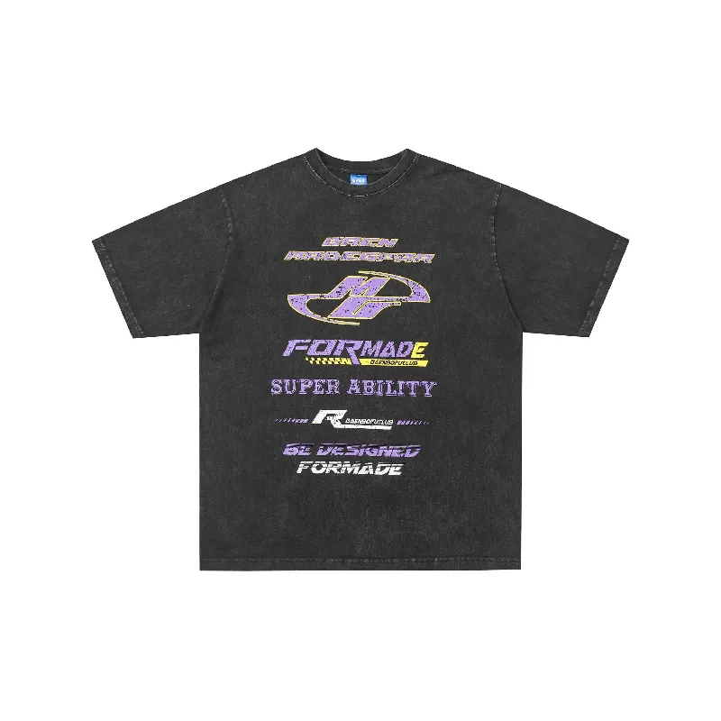 Retro Distress Combed Cotton T Shirt-0