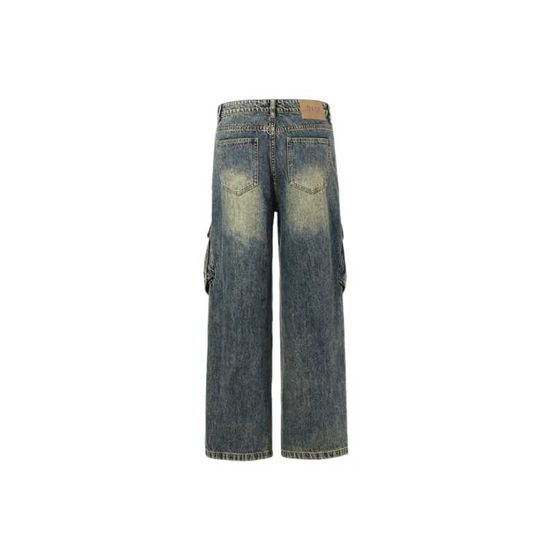 Retro Fashionable Denim Cargo Pants-1