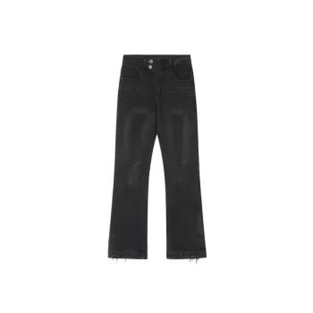 Washed Stitching Straight Casual Denim Pants