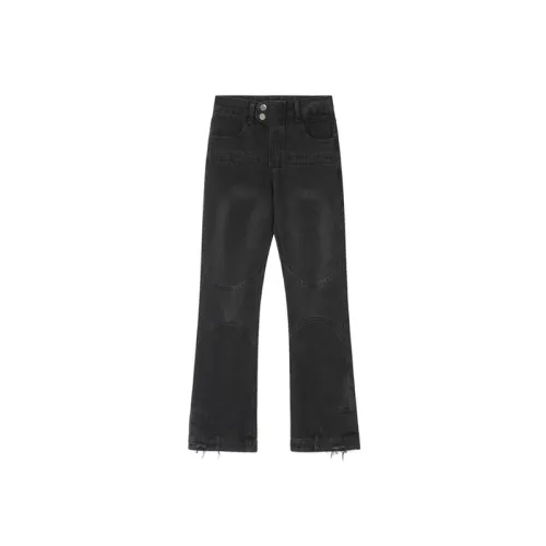 Washed Stitching Straight Casual Denim Pants