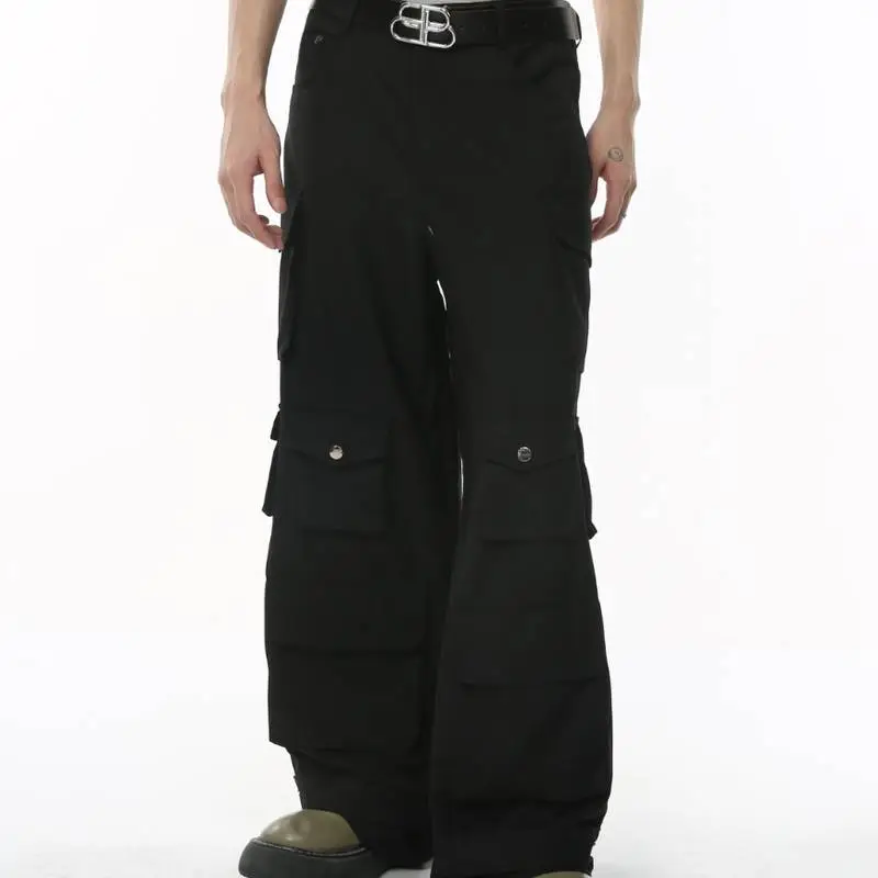 Retro Overalls Casual Loose Wide Leg Cargo Pants-5