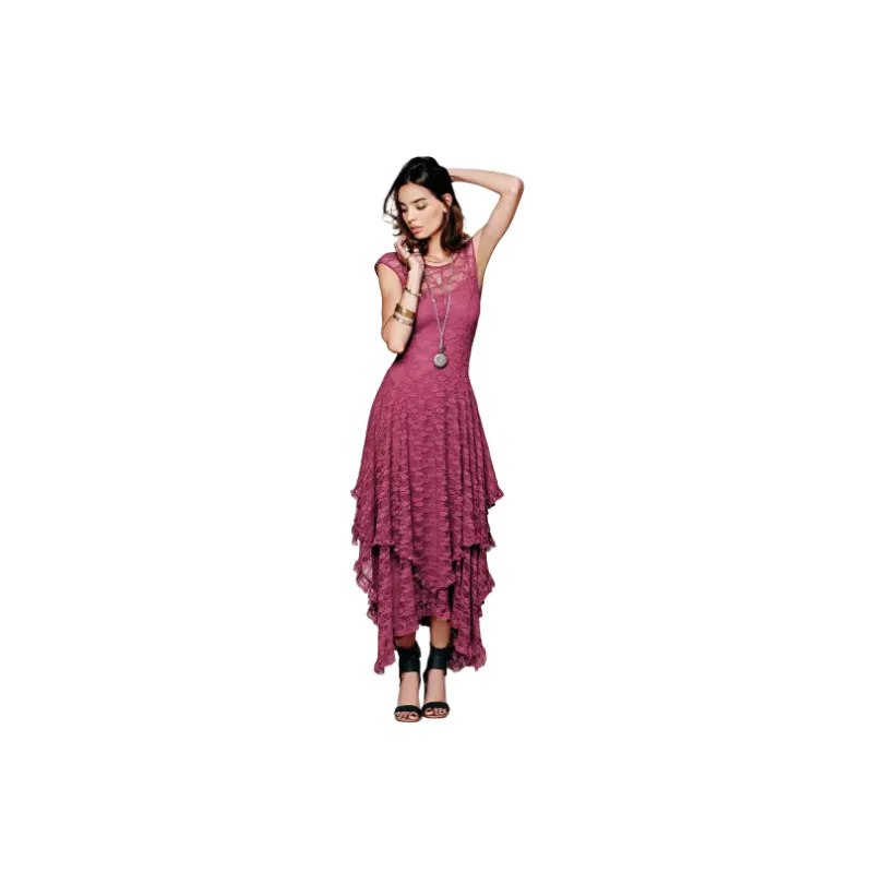 Fashionable Plain Lace Dress Women-0