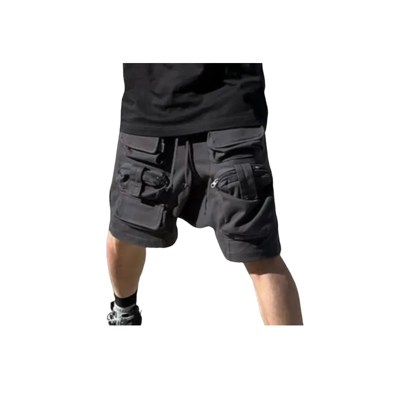 Retro Multi Pocket Loose Shorts-2