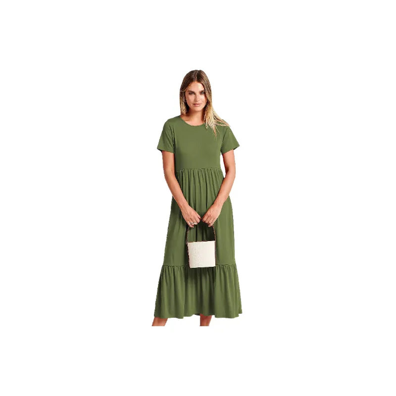 Casual Plain Cotton Dress Women-4