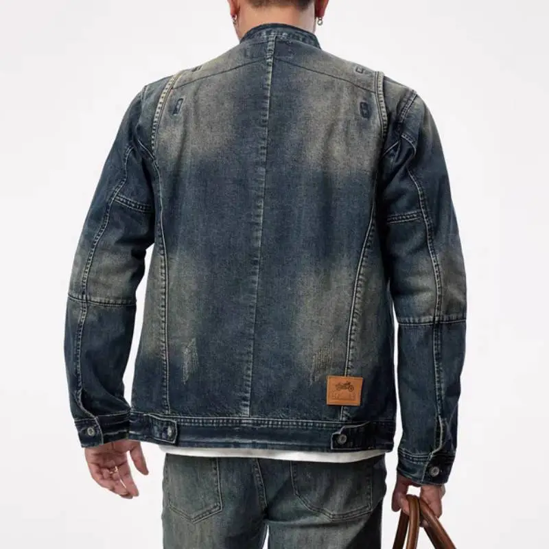 Washed Distress Denim Jacket-2