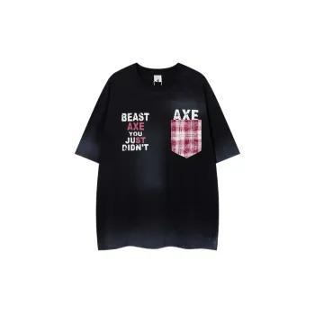 Retro Letter Cotton Blended Fabric T Shirt